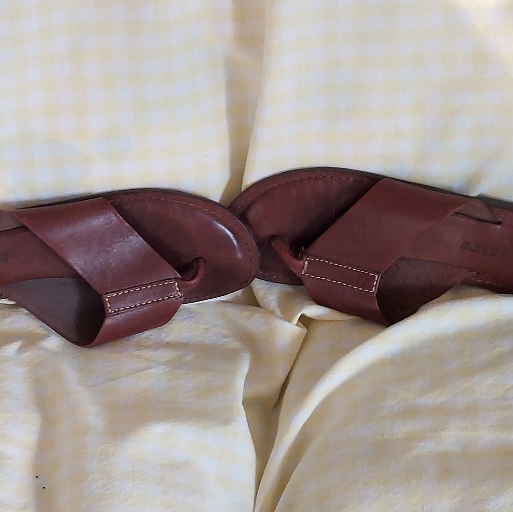 Vintage 1994 J Crew Leather Flip Flop Sandal Slides 9M - Picture 7 of 7